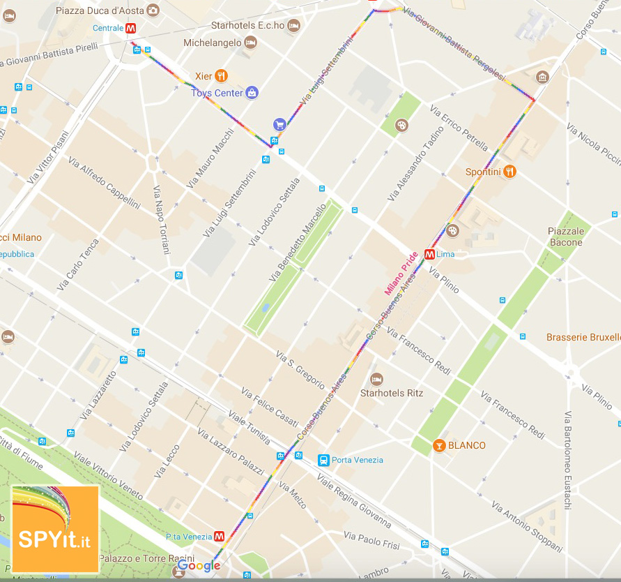 google map, milano, strada pride