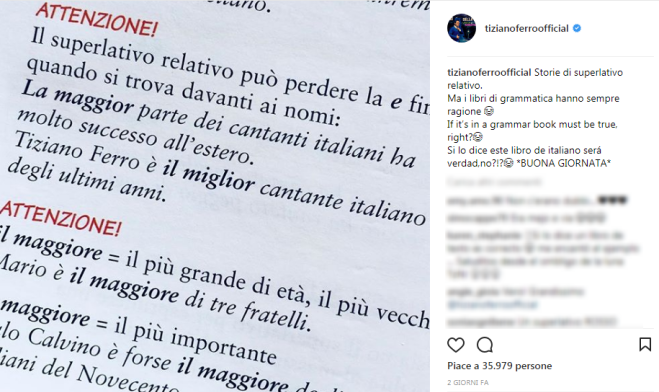 "Tiziano Ferro è il miglior cantante italiano degli ultimi anni": a dirlo è un libro di grammatica