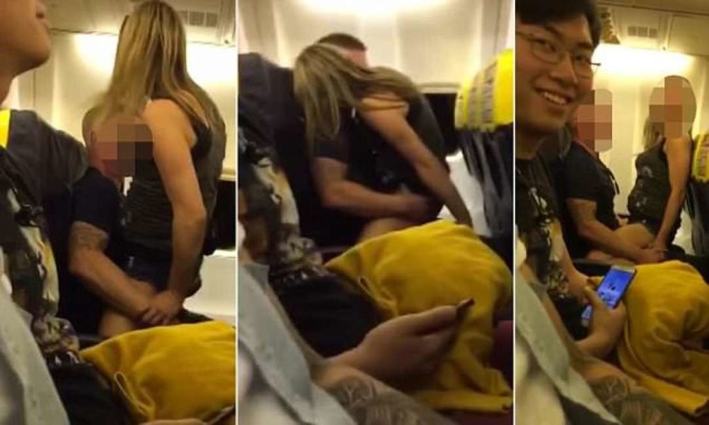 coppia fa sesso a bordo dell'aereo ignara dei passanti